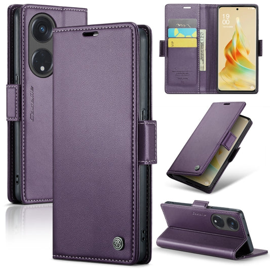 For OPPO Reno8 T 5G/A1 Pro 5G CaseMe 023 Butterfly Buckle Litchi Texture RFID Anti-theft Leather Phone Case(Pearly Purple) - OPPO Cases by CaseMe | Online Shopping UK | buy2fix