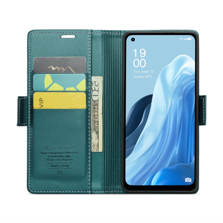 For OPPO Reno7 4G Indonesia/F21 Pro 4G/Reno8 4G CaseMe 023 Butterfly Buckle Litchi Texture RFID Anti-theft Leather Phone Case(Pearly Blue) - OPPO Cases by CaseMe | Online Shopping UK | buy2fix