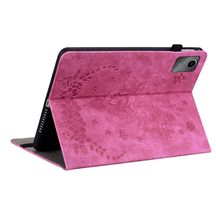 For Lenovo Tab M11/Xiaoxin Pad 11 2024 Butterfly Rose Embossed Leather Tablet Case(Rose Red) - Lenovo by buy2fix | Online Shopping UK | buy2fix