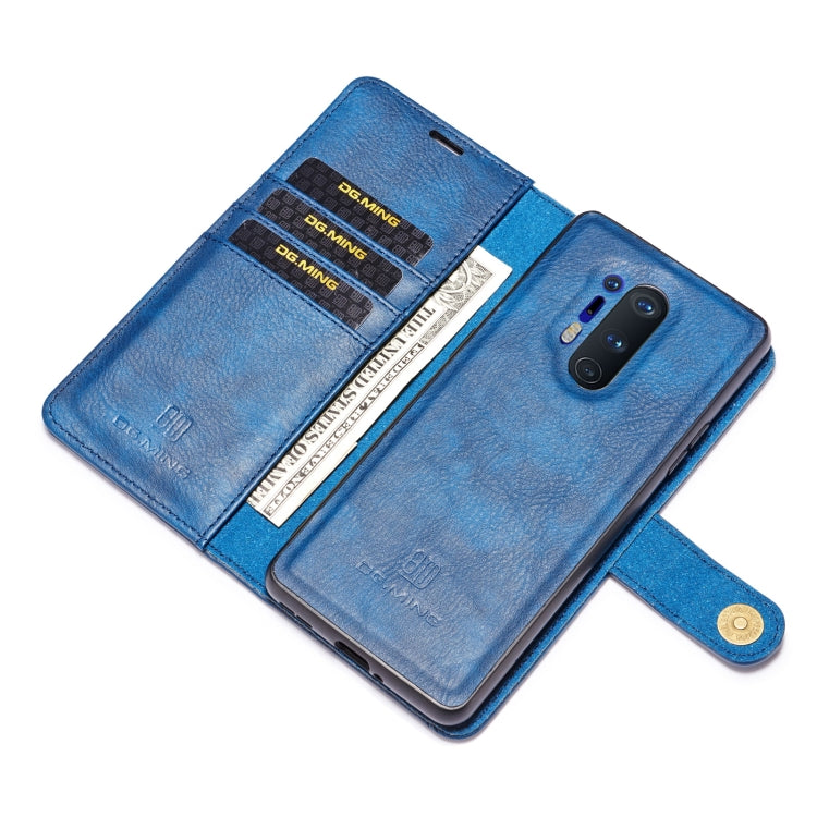 For OnePlus 8 Pro DG.MING Crazy Horse Texture Flip Detachable Magnetic Leather Case with Holder & Card Slots & Wallet (Blue) - OnePlus Cases by DG.MING | Online Shopping UK | buy2fix