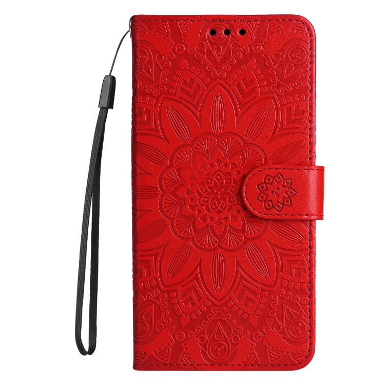 For Xiaomi Redmi K70 / K70 Pro Embossed Sunflower Leather Phone Case(Red) - K70 Pro Cases by buy2fix | Online Shopping UK | buy2fix