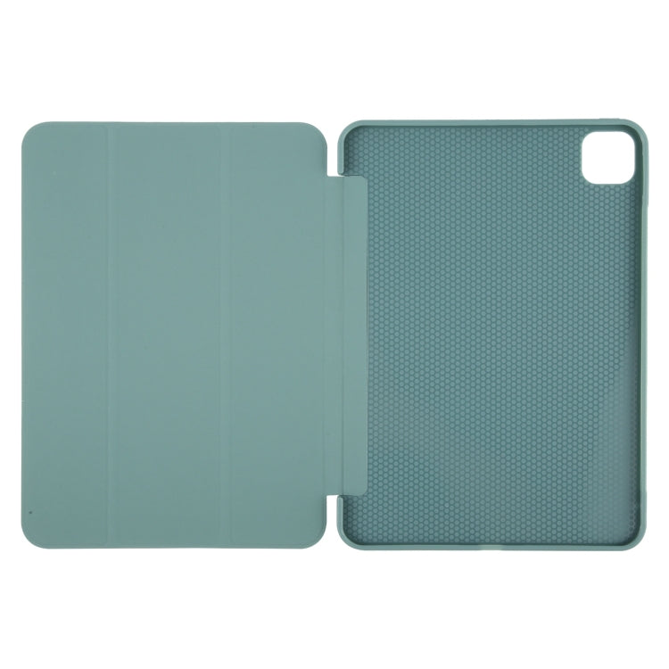 For iPad Pro 11 2024 GEBEI 3-folding Holder Shockproof Flip Leather Tablet Case(Dark Green) - iPad Pro 11 2024 Cases by GEBEI | Online Shopping UK | buy2fix