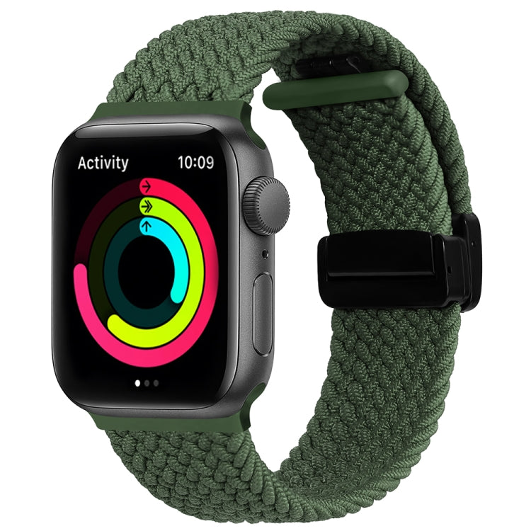 Magnetic Fold Clasp Woven Watch Band For Apple Watch 8 45mm(Green) - Watch Bands by buy2fix | Online Shopping UK | buy2fix