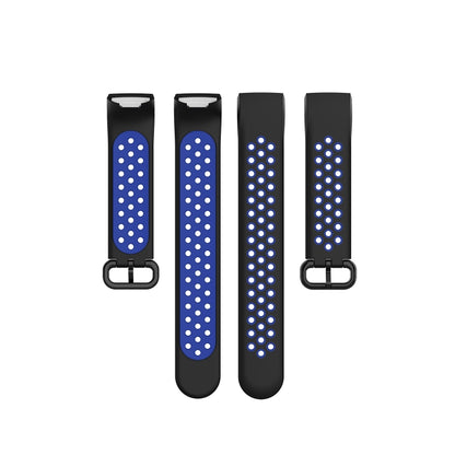 For Fitbit Charge 4 / Charge 3 / Charge 3 SE Watch Button Two Colors Silicone Replacement Strap Watchband(Black Blue) - Watch Bands by buy2fix | Online Shopping UK | buy2fix