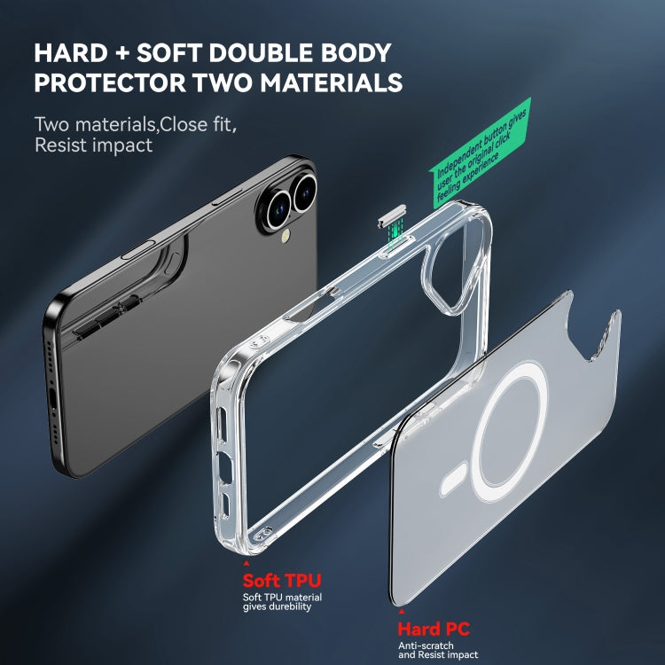 For iPhone 16 MagSafe Clear Acrylic PC +TPU Phone Case(Transparent) - iPhone 16 Cases by buy2fix | Online Shopping UK | buy2fix