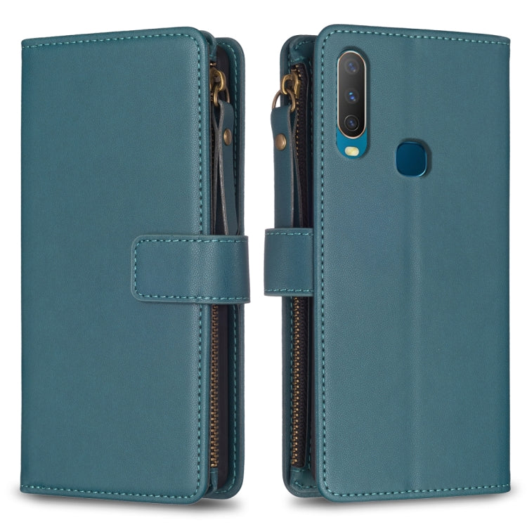 For vivo Y11 / Y15 / Y12 / Y17 9 Card Slots Zipper Wallet Leather Flip Phone Case(Green) - vivo Cases by buy2fix | Online Shopping UK | buy2fix
