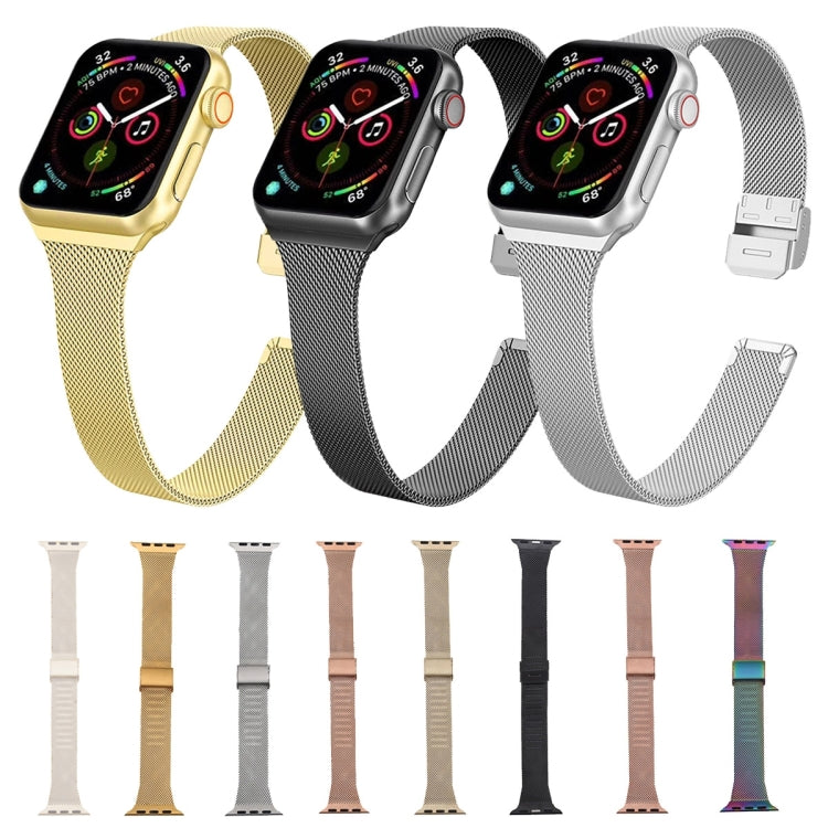 For Apple Watch Series 9&8&7 41mm / SE 3&SE 2&6&SE&5&4 40mm / 3&2&1 38mm Milanese Stainless Steel Watch Band(Silver) - Watch Bands by buy2fix | Online Shopping UK | buy2fix