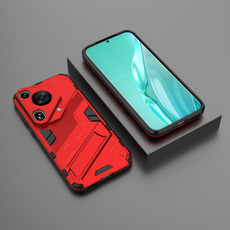 For Huawei Pura 70 Ultra Punk Armor 2 in 1 PC + TPU Phone Case with Holder(Red) - Huawei Cases by buy2fix | Online Shopping UK | buy2fix