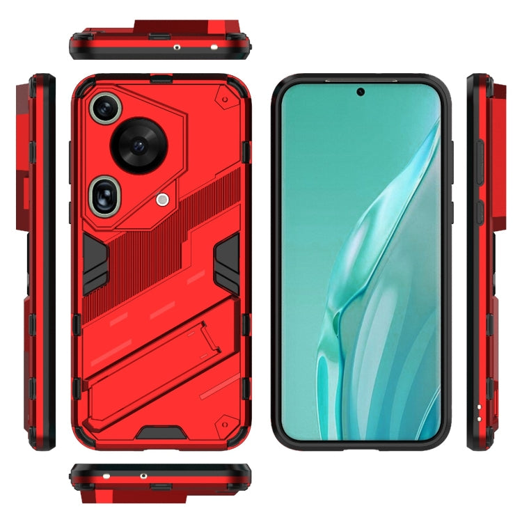 For Huawei Pura 70 Ultra Punk Armor 2 in 1 PC + TPU Phone Case with Holder(Red) - Huawei Cases by buy2fix | Online Shopping UK | buy2fix