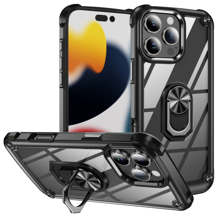 For iPhone 16 Pro TPU + PC Lens Protection Phone Case with Ring Holder(Black) - iPhone 16 Pro Cases by buy2fix | Online Shopping UK | buy2fix