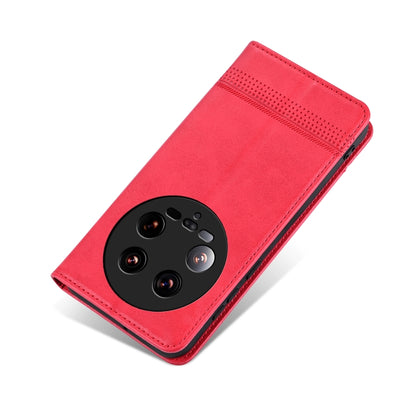 For Xiaomi 14 Ultra AZNS Magnetic Calf Texture Flip Leather Phone Case(Red) - 14 Ultra Cases by AZNS | Online Shopping UK | buy2fix