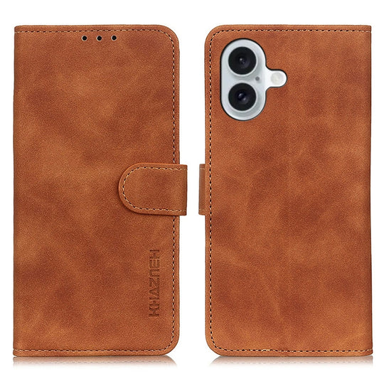 For iPhone 16 KHAZNEH Retro Texture Leather Phone Case(Brown) - iPhone 16 Cases by buy2fix | Online Shopping UK | buy2fix