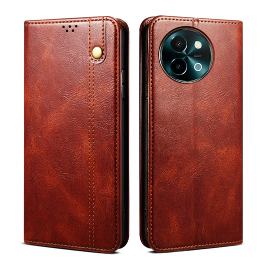 For vivo Y38 5G Global Oil Wax Crazy Horse Texture Leather Phone Case(Brown) - vivo Cases by buy2fix | Online Shopping UK | buy2fix