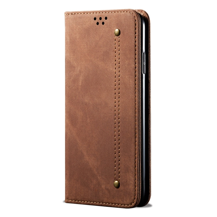 For Honor X8b 4G Global Denim Texture Flip Leather Phone Case(Brown) - Honor Cases by buy2fix | Online Shopping UK | buy2fix