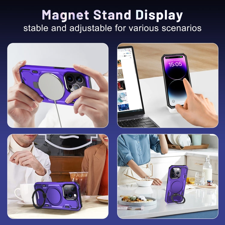For iPhone 14 Pro Max Patronus MagSafe Magnetic Holder Phone Case(Purple) - iPhone 14 Pro Max Cases by buy2fix | Online Shopping UK | buy2fix