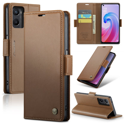 For Realme 9i 4G CaseMe 023 Butterfly Buckle Litchi Texture RFID Anti-theft Leather Phone Case(Brown) - Realme Cases by CaseMe | Online Shopping UK | buy2fix