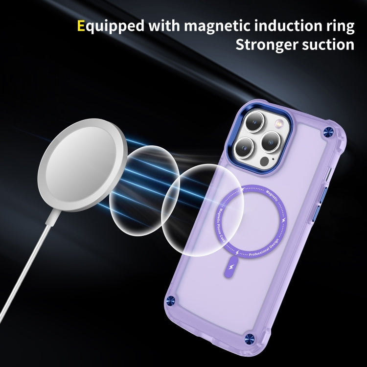 For iPhone 16 Pro Max Skin Feel TPU + PC MagSafe Magnetic Phone Case(Transparent Purple) - iPhone 16 Pro Max Cases by buy2fix | Online Shopping UK | buy2fix