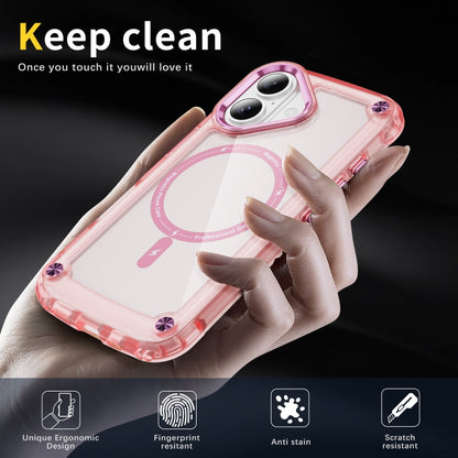 For iPhone 16 Plus Skin Feel TPU + PC MagSafe Magnetic Phone Case(Transparent Pink) - iPhone 16 Plus Cases by buy2fix | Online Shopping UK | buy2fix