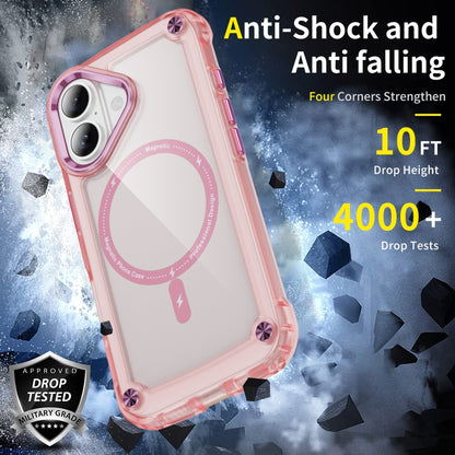 For iPhone 16 Plus Skin Feel TPU + PC MagSafe Magnetic Phone Case(Transparent Pink) - iPhone 16 Plus Cases by buy2fix | Online Shopping UK | buy2fix