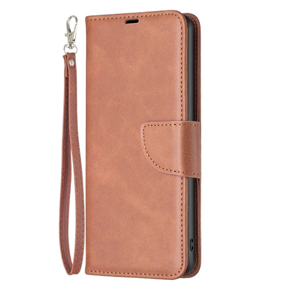 For iPhone 16 Plus Lambskin Texture Pure Color Flip Leather Phone Case(Brown) - iPhone 16 Plus Cases by buy2fix | Online Shopping UK | buy2fix