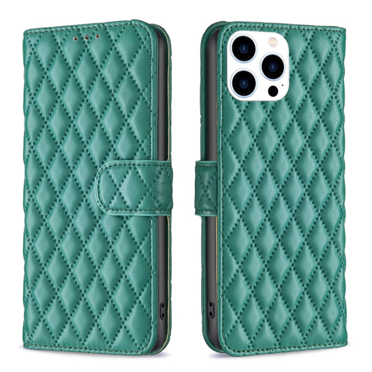 For iPhone 16 Pro Max Diamond Lattice Wallet Flip Leather Phone Case(Green) - iPhone 16 Pro Max Cases by buy2fix | Online Shopping UK | buy2fix