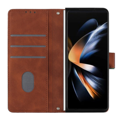 For Samsung Galaxy Z Fold5 5G Crossbody 3D Embossed Flip Leather Phone Case(Brown) - Galaxy Z Fold5 Cases by buy2fix | Online Shopping UK | buy2fix