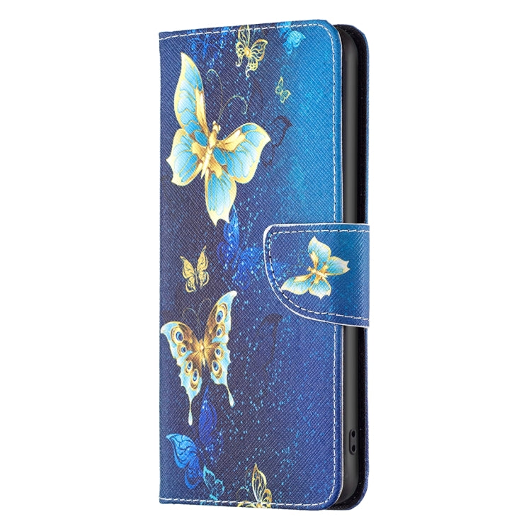 For iPhone 16 Pro Colored Drawing Pattern Flip Leather Phone Case(Gold Butterfly) - iPhone 16 Pro Cases by buy2fix | Online Shopping UK | buy2fix