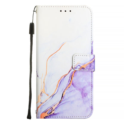 For iPhone 16 Pro PT003 Marble Pattern Flip Leather Phone Case(White Purple LS006) - iPhone 16 Pro Cases by buy2fix | Online Shopping UK | buy2fix