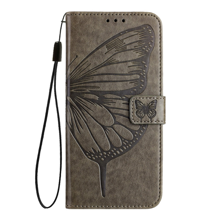 For iPhone SE 2024 Embossed Butterfly Leather Phone Case(Grey) - More iPhone Cases by buy2fix | Online Shopping UK | buy2fix