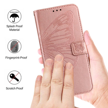 For iPhone 16 Pro Max Embossed Butterfly Leather Phone Case(Rose Gold) - iPhone 16 Pro Max Cases by buy2fix | Online Shopping UK | buy2fix