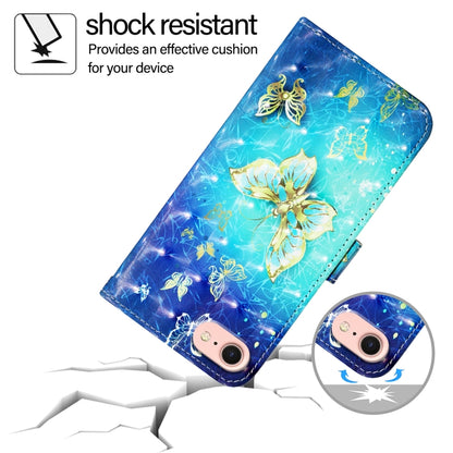 For iPhone SE 2024 3D Painting Horizontal Flip Leather Phone Case(Golden Butterfly) - More iPhone Cases by buy2fix | Online Shopping UK | buy2fix