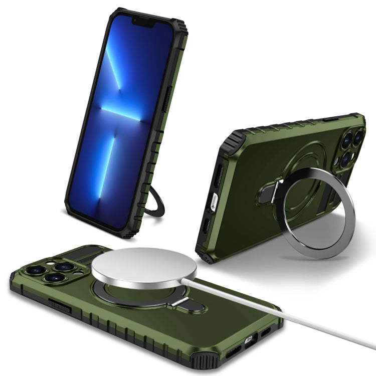 For iPhone 13 Pro MagSafe Magnetic Holder Phone Case(Green) - iPhone 13 Pro Cases by buy2fix | Online Shopping UK | buy2fix