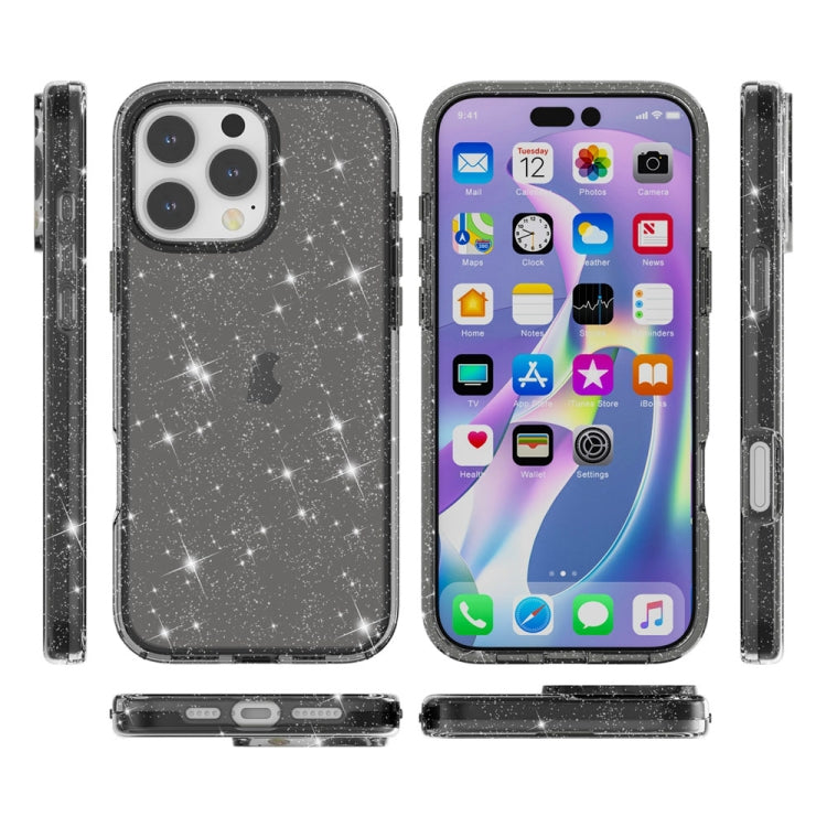 For iPhone 16 Pro Max Shockproof Terminator Glitter Powder Phone Case(Black) - iPhone 16 Pro Max Cases by buy2fix | Online Shopping UK | buy2fix