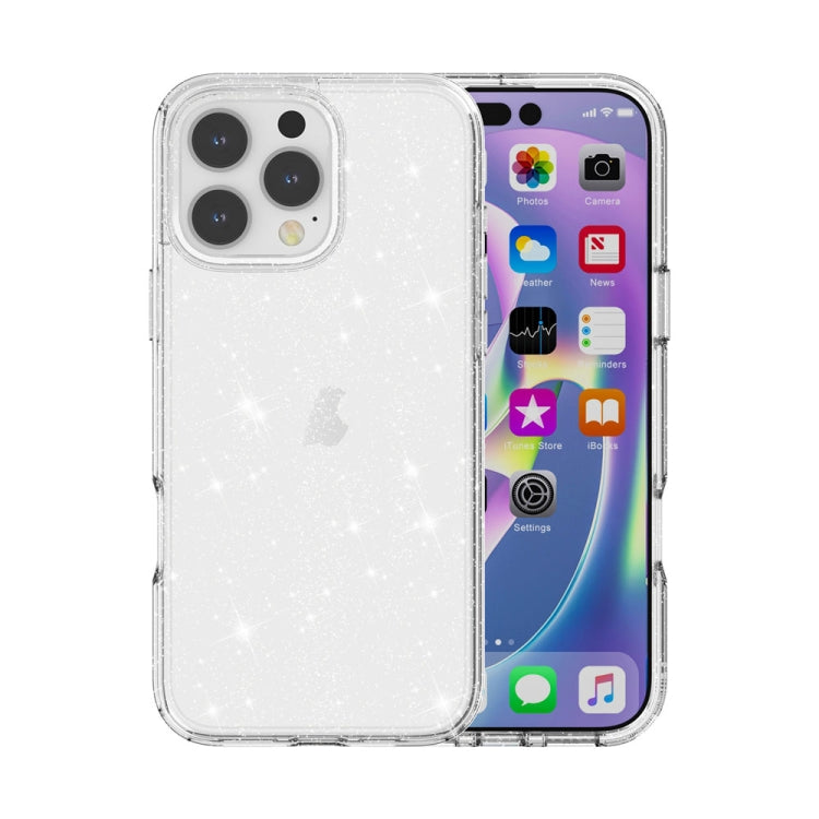 For iPhone 16 Pro Max Shockproof Terminator Glitter Powder Phone Case(White) - iPhone 16 Pro Max Cases by buy2fix | Online Shopping UK | buy2fix