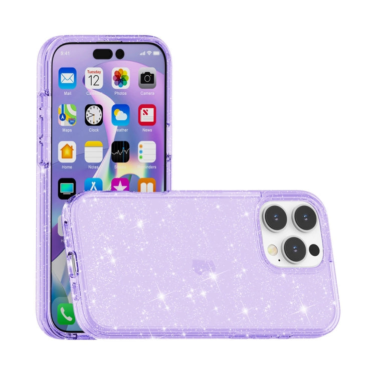 For iPhone 16 Pro Shockproof Terminator Glitter Powder Phone Case(Purple) - iPhone 16 Pro Cases by buy2fix | Online Shopping UK | buy2fix