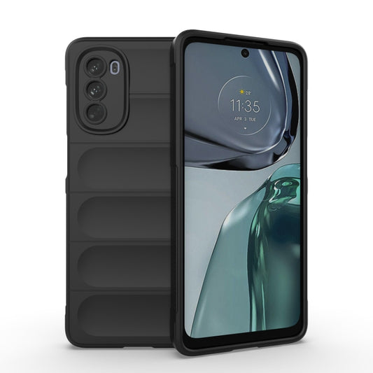 For Motorola Moto G62 5G Magic Shield TPU + Flannel Phone Case(Black) - Motorola Cases by buy2fix | Online Shopping UK | buy2fix