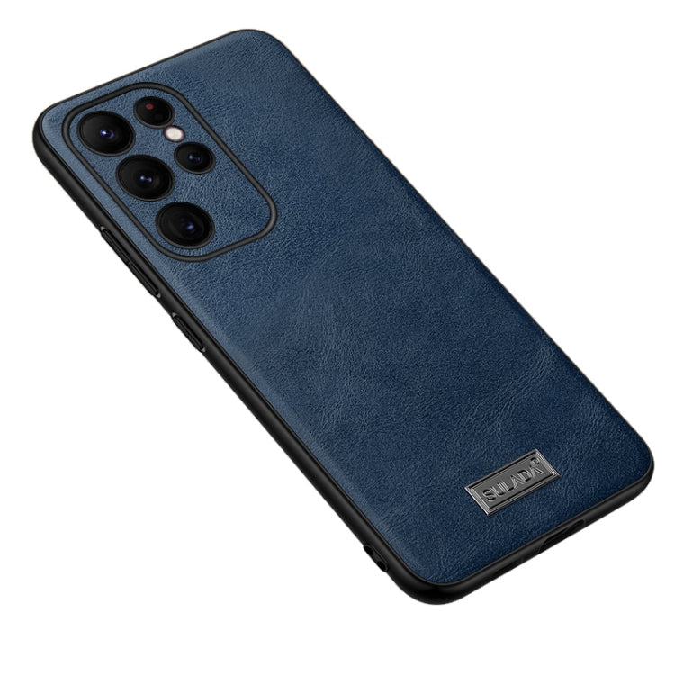 For Samsung Galaxy S24 Ultra 5G SULADA Shockproof TPU + Handmade Leather Phone Case(Blue) - Galaxy S24 Ultra 5G Cases by SULADA | Online Shopping UK | buy2fix