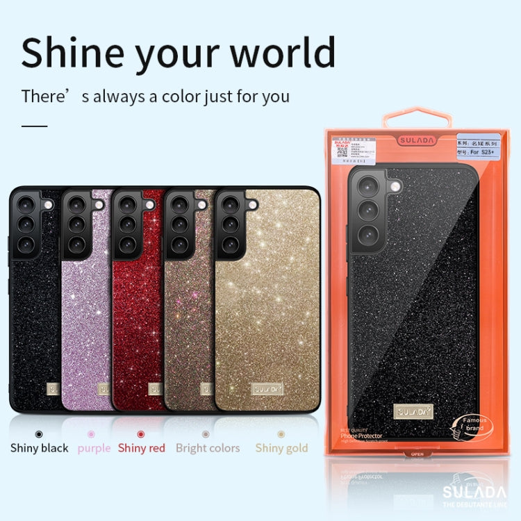 For Samsung Galaxy S24+ 5G SULADA Glittery TPU + Handmade Leather Phone Case(Gold) - Galaxy S24+ 5G Cases by SULADA | Online Shopping UK | buy2fix