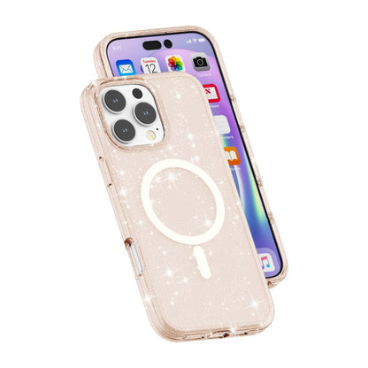 For iPhone 16 Pro Terminator Style Glitter Powder MagSafe Magnetic Phone Case(Gold) - iPhone 16 Pro Cases by buy2fix | Online Shopping UK | buy2fix