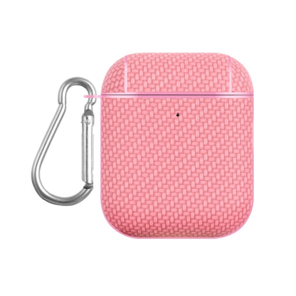 For AirPods 1 / 2 Woven Skin Texture PC TWS Earphone Protective Case(Pink) - For AirPods 1/2 by buy2fix | Online Shopping UK | buy2fix