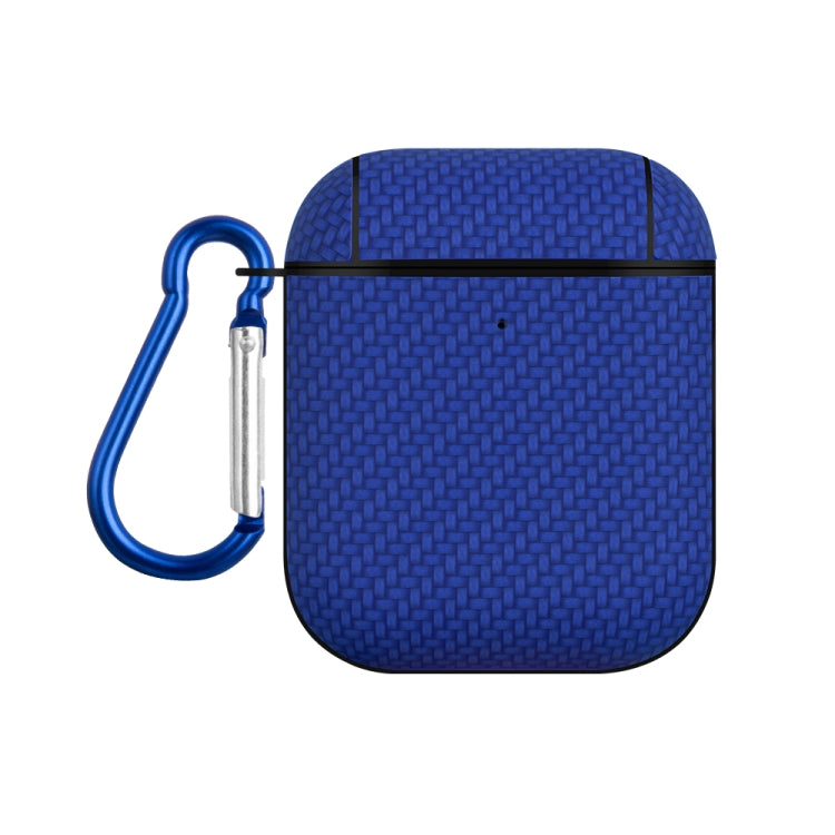 For AirPods 1 / 2 Woven Skin Texture PC TWS Earphone Protective Case(Blue) - For AirPods 1/2 by buy2fix | Online Shopping UK | buy2fix