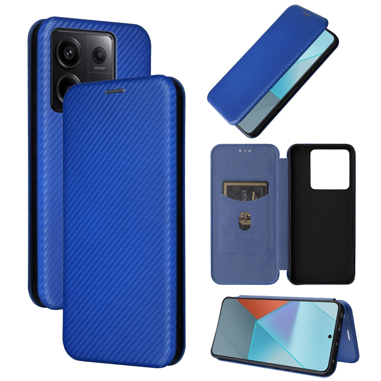 For Xiaomi Redmi Note 13 Pro Carbon Fiber Texture Flip Leather Phone Case(Blue) - Note 13 Pro Cases by buy2fix | Online Shopping UK | buy2fix