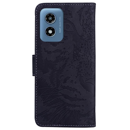 For Motorola Moto G Play 4G 2024 Tiger Embossing Pattern Leather Phone Case(Black) - Motorola Cases by buy2fix | Online Shopping UK | buy2fix