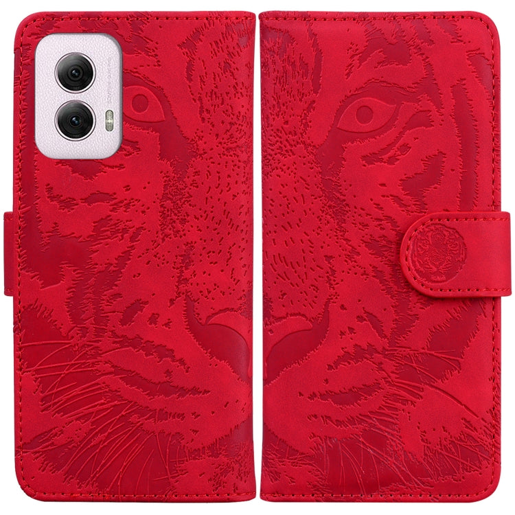 For Motorola Moto G Power 5G 2024 Tiger Embossing Pattern Leather Phone Case(Red) - Motorola Cases by buy2fix | Online Shopping UK | buy2fix