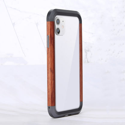 For iPhone 11 R-JUST Metal + Wood Frame Protective Case - iPhone 11 Cases by R-JUST | Online Shopping UK | buy2fix