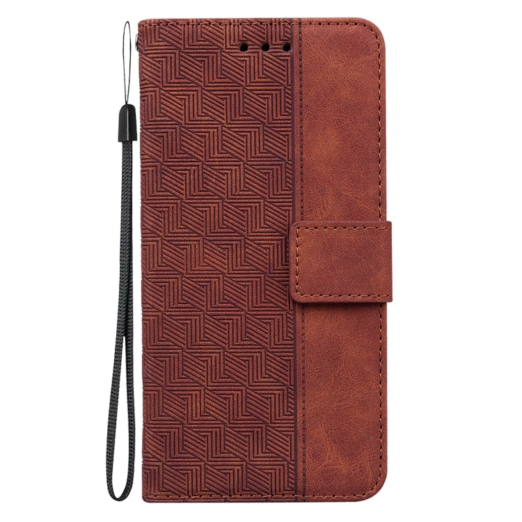 For Realme 12 5G Geometric Embossed Leather Phone Case(Brown) - Realme Cases by buy2fix | Online Shopping UK | buy2fix