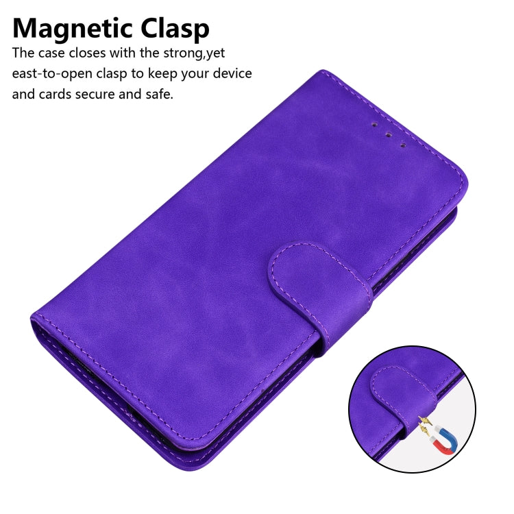 For iPhone SE 2024 Skin Feel Pure Color Flip Leather Phone Case(Purple) - More iPhone Cases by buy2fix | Online Shopping UK | buy2fix