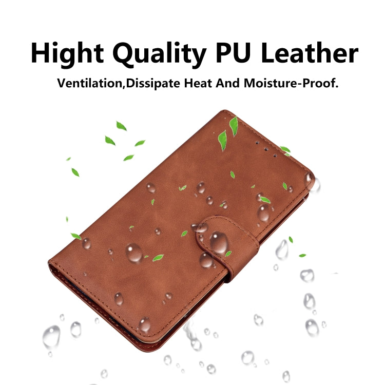 For iPhone 16 Skin Feel Pure Color Flip Leather Phone Case(Brown) - iPhone 16 Cases by buy2fix | Online Shopping UK | buy2fix