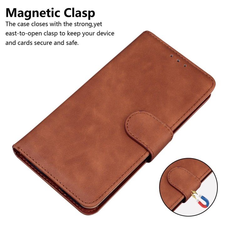 For Xiaomi Redmi Note 13 5G Skin Feel Pure Color Flip Leather Phone Case(Brown) - Note 13 Cases by buy2fix | Online Shopping UK | buy2fix