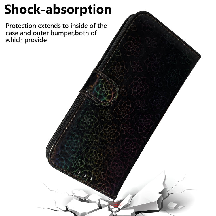 For iPhone 16 Plus Colorful Magnetic Buckle Leather Phone Case(Black) - iPhone 16 Plus Cases by buy2fix | Online Shopping UK | buy2fix